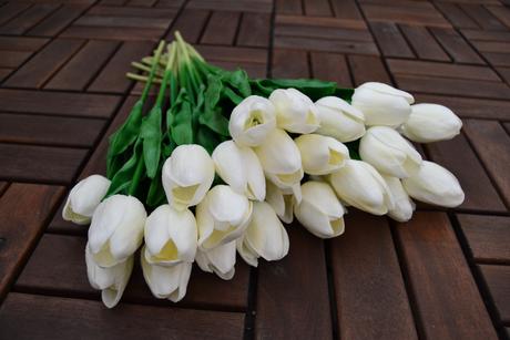 Umelé tulipány biele 40 cm ako živé - Obrázok č. 1