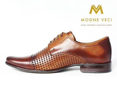 Elegantné kožené topánky 218 veľkosti 39-46 hnedé - Obrázok č. 1