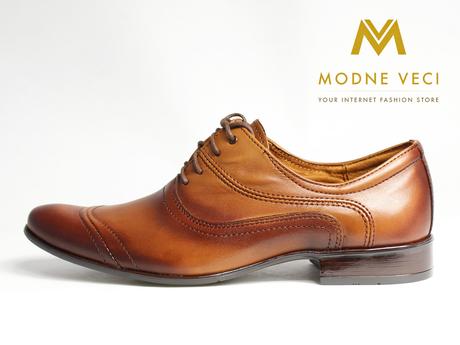 Hnedé elegantné topánky kožené 39-46 model 126 - Obrázok č. 1