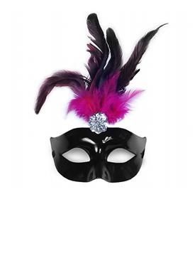 Maska čierna s perím - Obrázok č. 1