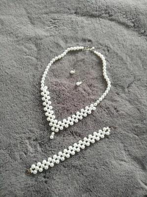 Handmade perličkový set (náhrdelník, náramok, náušnice) - Obrázok č. 1