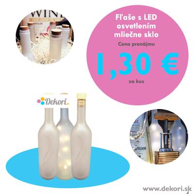Fľaše s LED osvetlením - mliečne sklo - Obrázok č. 1