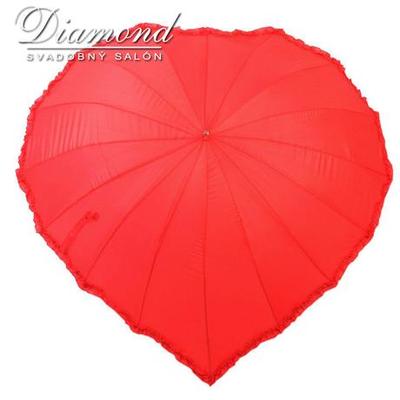Romantický dáždnik v tvare srdca - červený - Obrázok č. 1