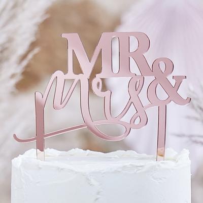 Ozdoba na Tortu - Mr & Mrs - Akryl - Ružová - Obrázok č. 1