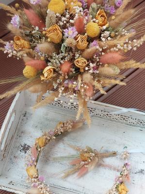 Kytica, venček a pierko zo sušených kvetov - Obrázok č. 1