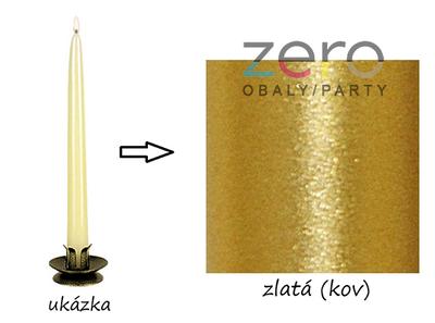 Svíčka hladká dlouhá 24 cm - zlatá (kovová) - Obrázok č. 1