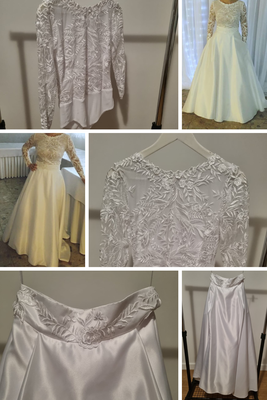 Svadobné šaty (čipkované body + saténová sukňa) - Obrázok č. 1