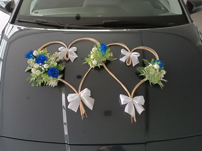 Modrá výzdoba na svadobné auto - Obrázok č. 1
