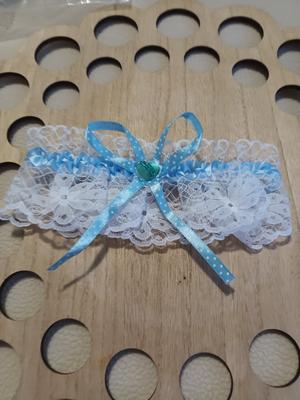 Dámsky svetlomodrý podväzok so srdiečkom - Obrázok č. 1