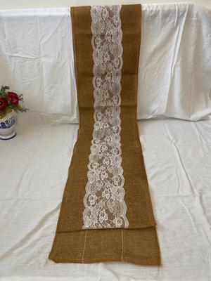 Jutové štóly/šerpy s čipkou na stôl 28cm x 275cm 12ks - Obrázok č. 1