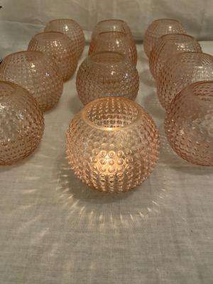 Ružové guľaté svietniky 12ks - Obrázok č. 1