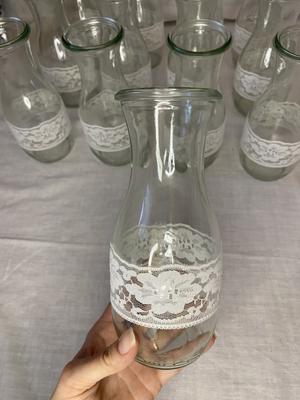 Vyššie rustik vázičky s čipkou 13ks - Obrázok č. 1